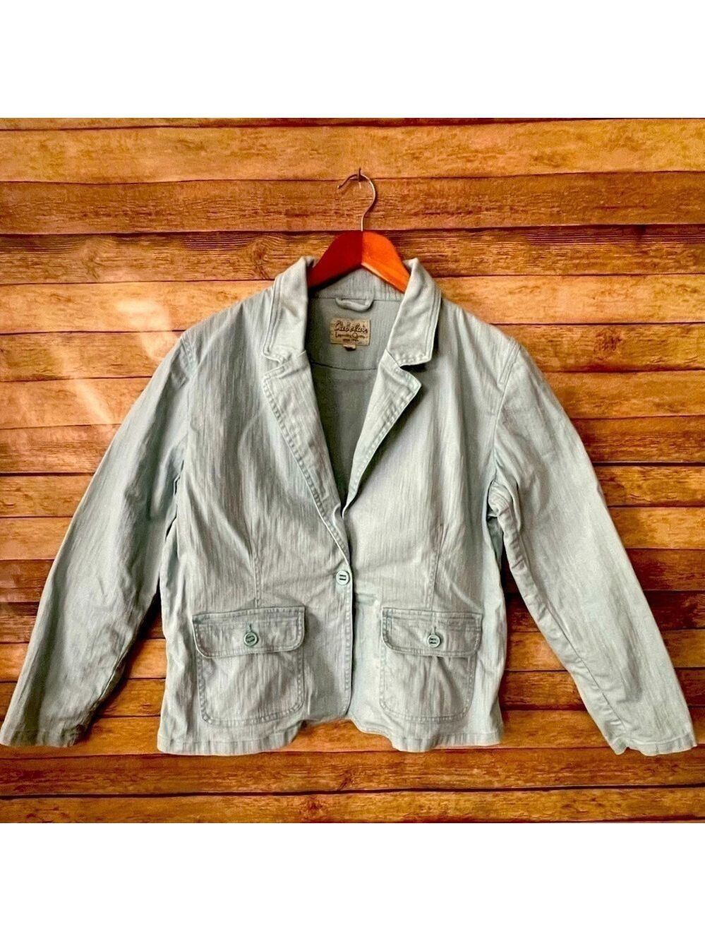 Cabela’s Woman’s Seafoam Green Denim Jean Jacket Blazer Size: Large